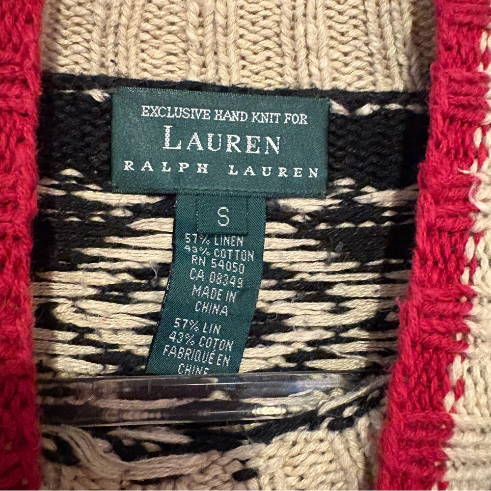 Vintage Lauren Ralph Lauren hand knit fair isle canoe mock neck sweater - Picture 4 of 5